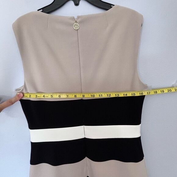 Tommy Hilfiger | Color block White Tan Black Tri-Tone Sleeveless Career Dress 10 - Picture 15 of 16